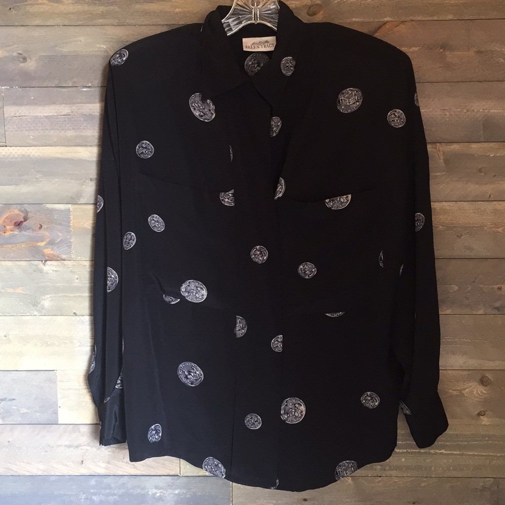 Ellen Tracy long sleeve with coin design size 10